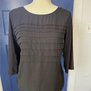 LOFT Charcoal Women's Blouse with Layered Design